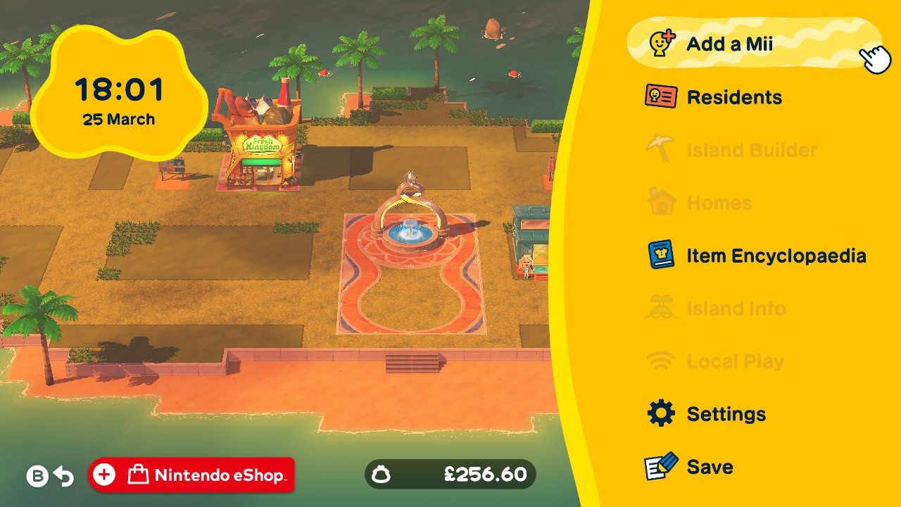 遊戲主選單選擇 Add a Mii