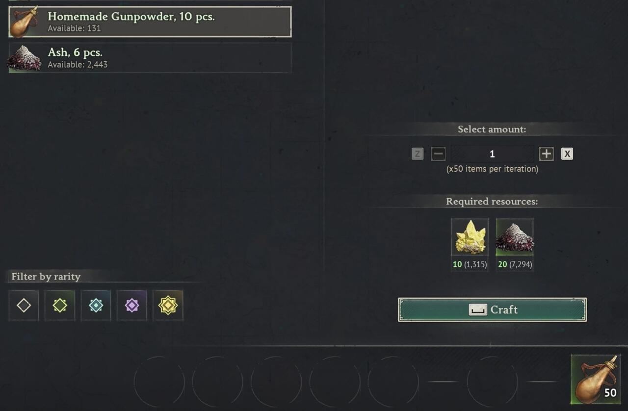 風啟之旅-Ammo and Gunpowder Crafting MOD-批量合成火藥介面