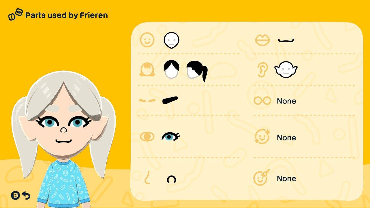芙莉蓮 Mii 捏臉部位拆解圖