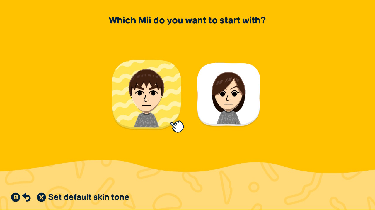 選擇 Mii 模板（男性或女性）