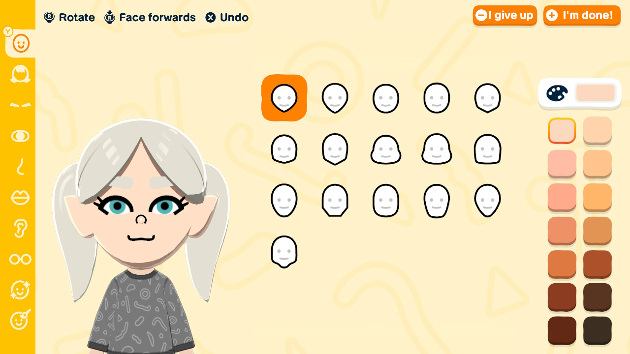 遊戲捏臉介面臉型選擇