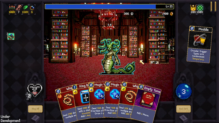 吸血鬼爬行者地城戰鬥——圖書館房間對抗龍形怪物