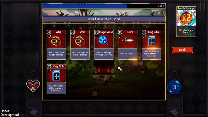 吸血鬼爬行者寶石嵌入介面——選擇要強化的卡牌