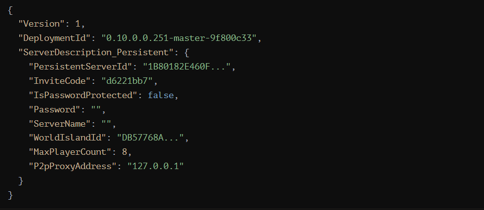 ServerDescription.json 伺服器配置範例