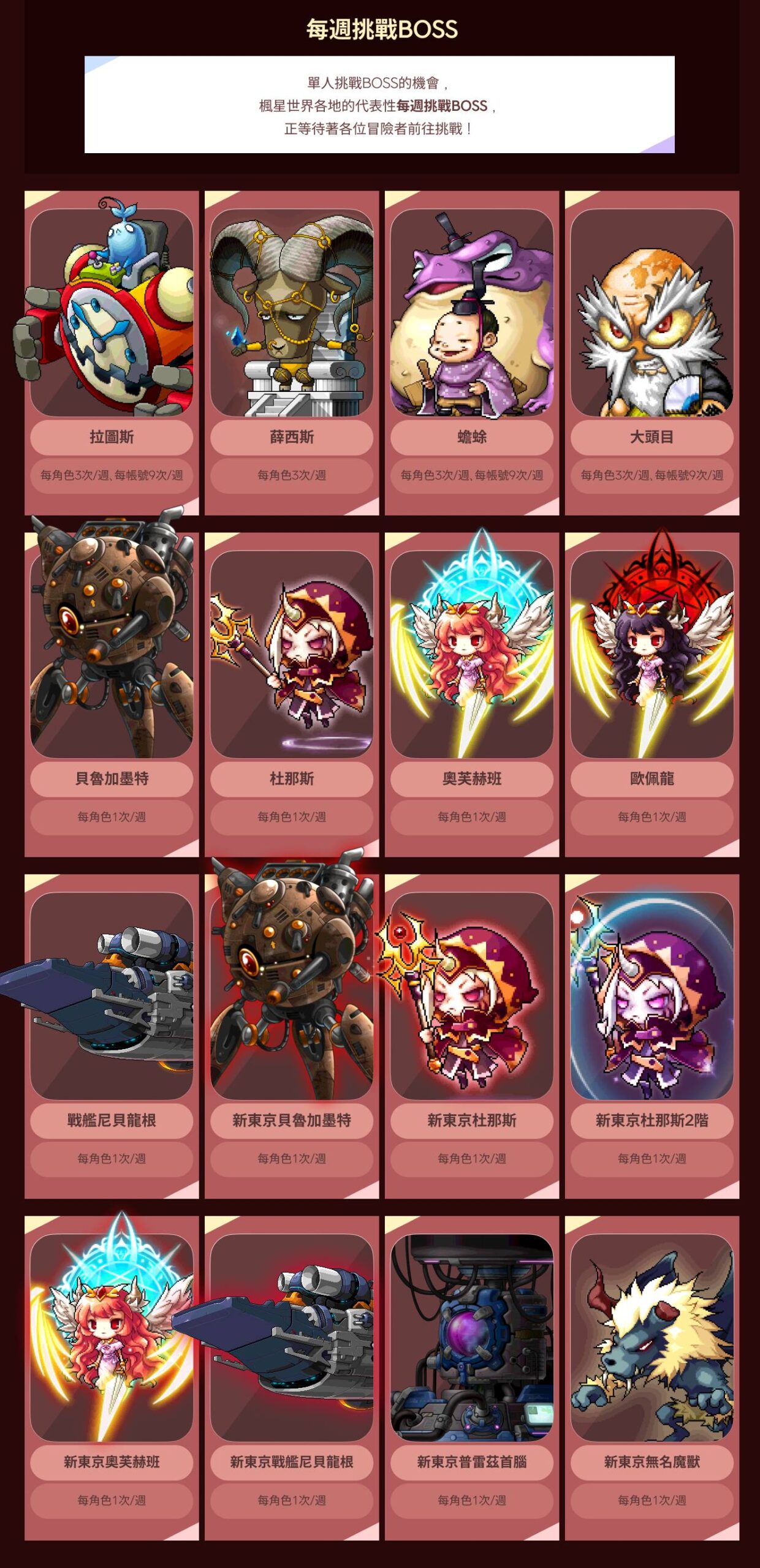 楓星每週挑戰 BOSS