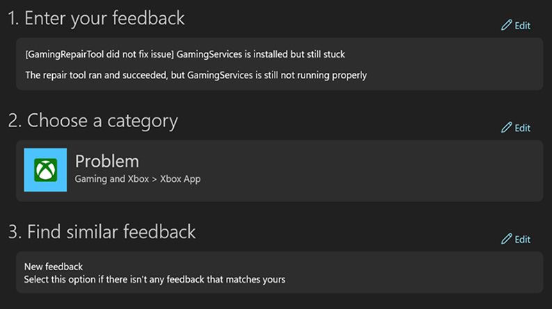 FH6-意見反應中樞-Xbox問題回報分類畫面