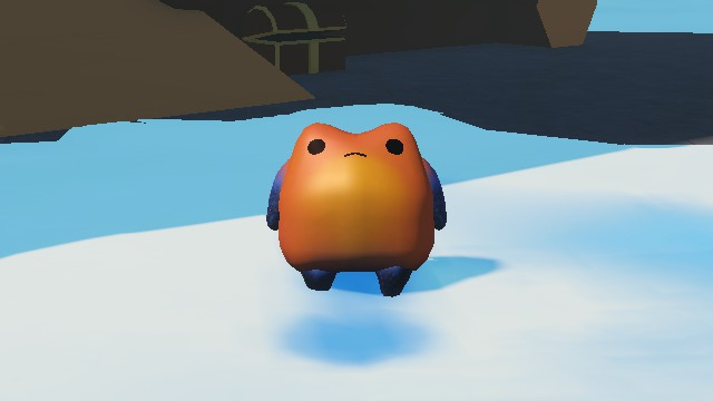 Sledding Game 毒箭蛙外觀皮膚，橘紅色帶紫色翅狀花紋的青蛙角色