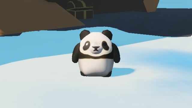 Sledding Game 熊貓外觀皮膚，黑白熊貓角色站在雪地上