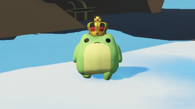 Sledding Game 王冠帽外觀，青蛙角色頭戴金色王冠