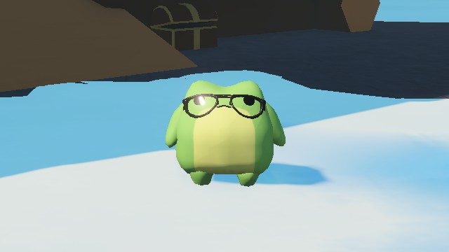 Sledding Game 書呆子眼鏡外觀，青蛙角色戴著黑框眼鏡