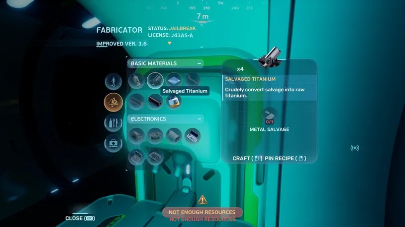 Subnautica 2-製造機介面-金屬廢料合成鈦礦