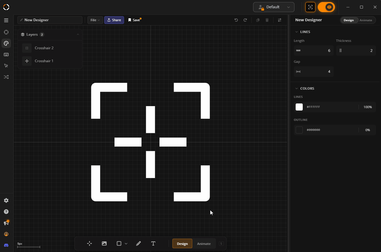 Crosshair X-設計器-調整線條長度與顏色