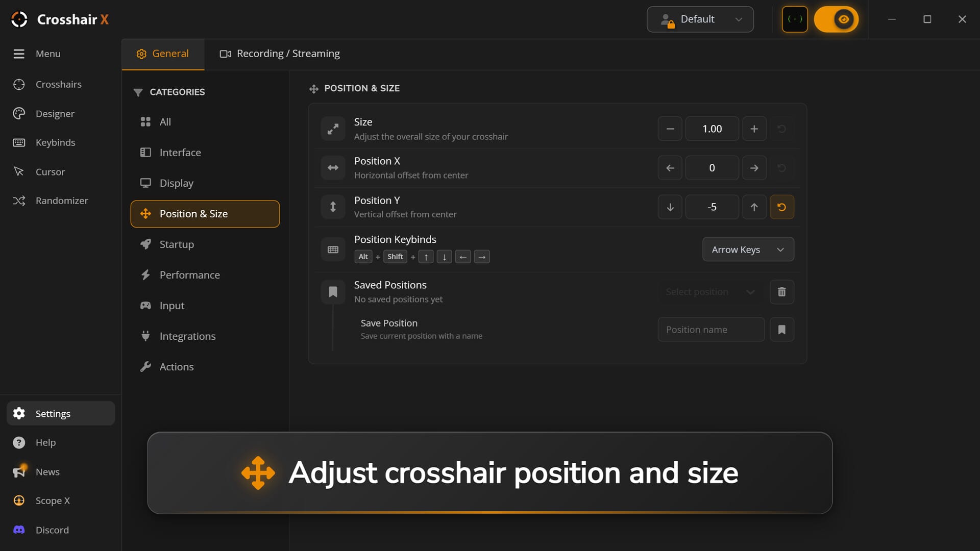 Crosshair X-位置設定-調整準星大小與偏移