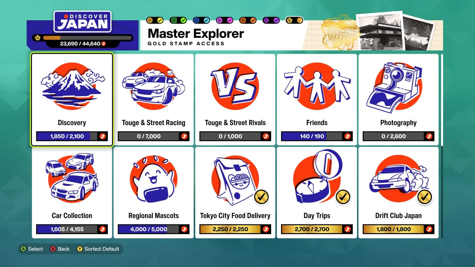 FH6-Master Explorer-探索日本大師主畫面全類別積分一覽