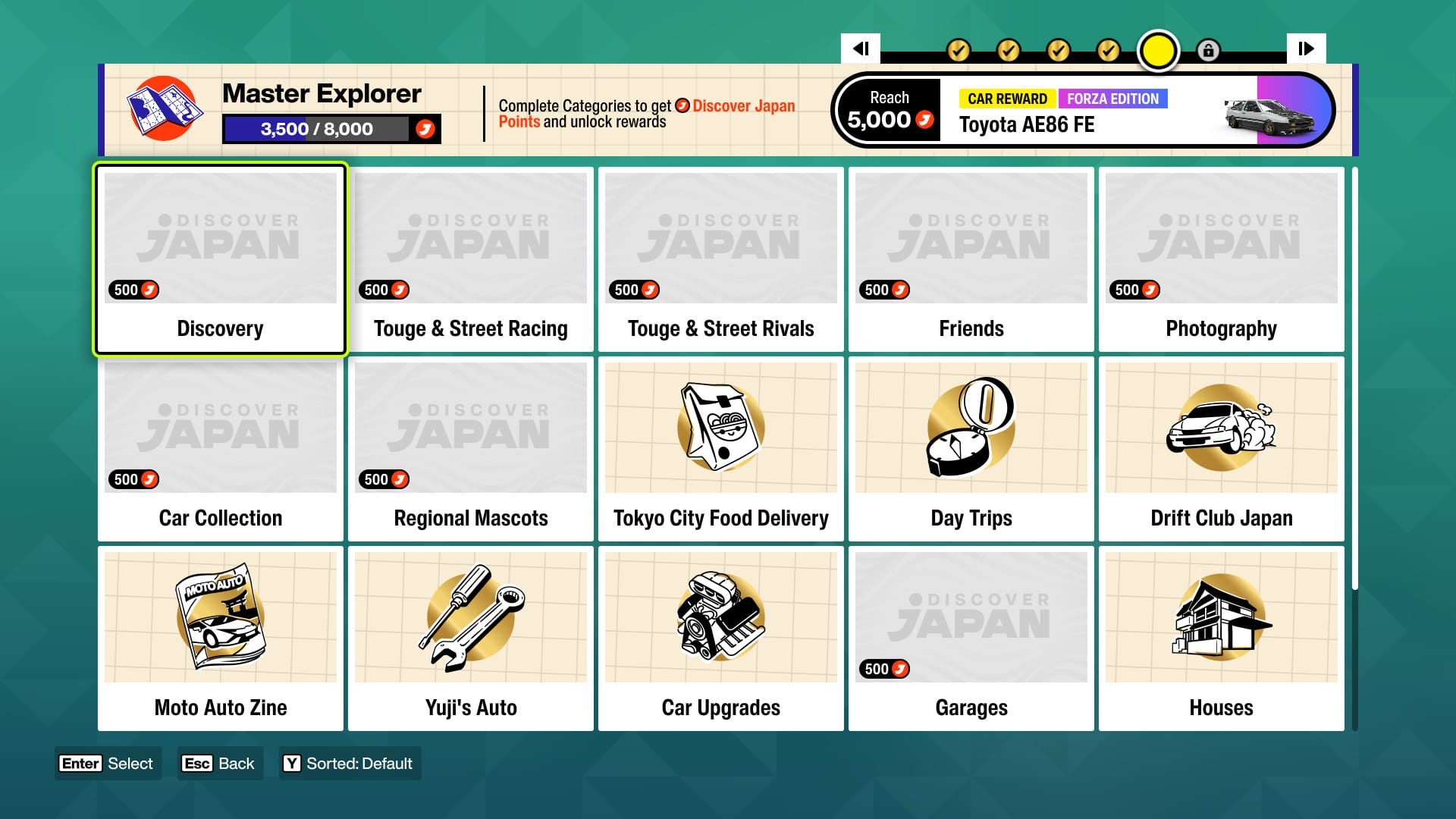 FH6-Master Explorer-每個類別完成可獲得500額外積分