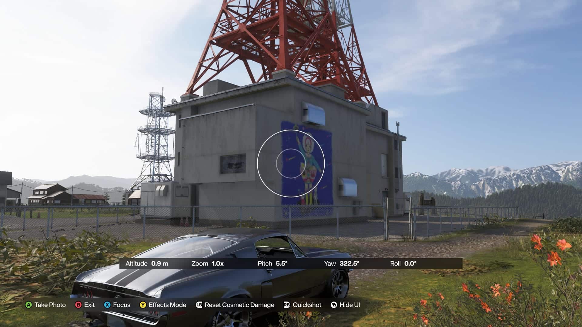 FH6-Naoshi 壁畫拍攝實景-大谷鐵塔旁藍底人物壁畫