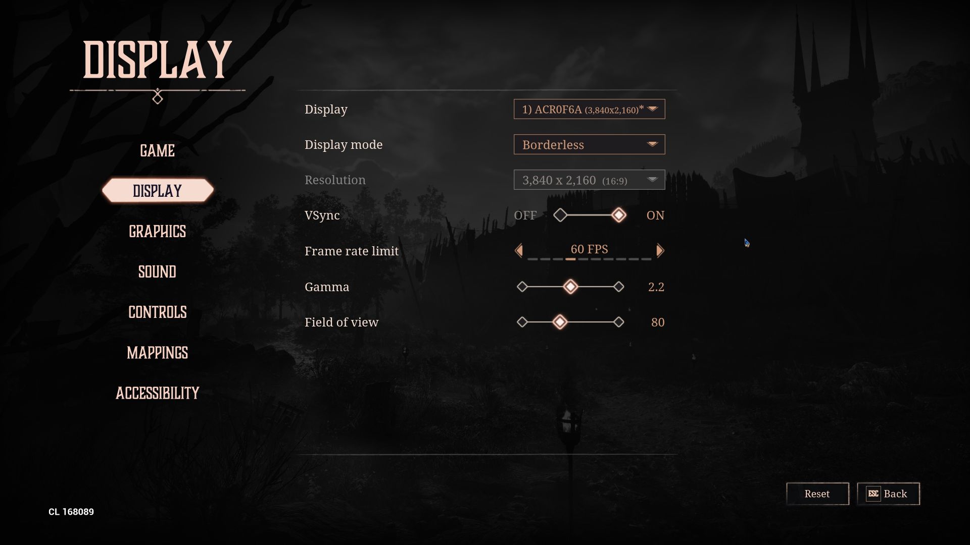 救世英豪重製版 Display 設定頁面,顯示 VSync ON、Frame rate limit 60 FPS