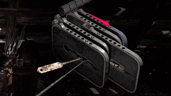 Gothic 1 Remake 開鎖步驟6，第4片撥板向左移動6次