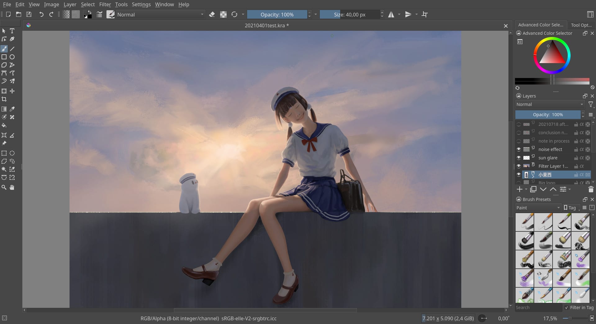 Krita-Q版角色插畫-貓咪少女