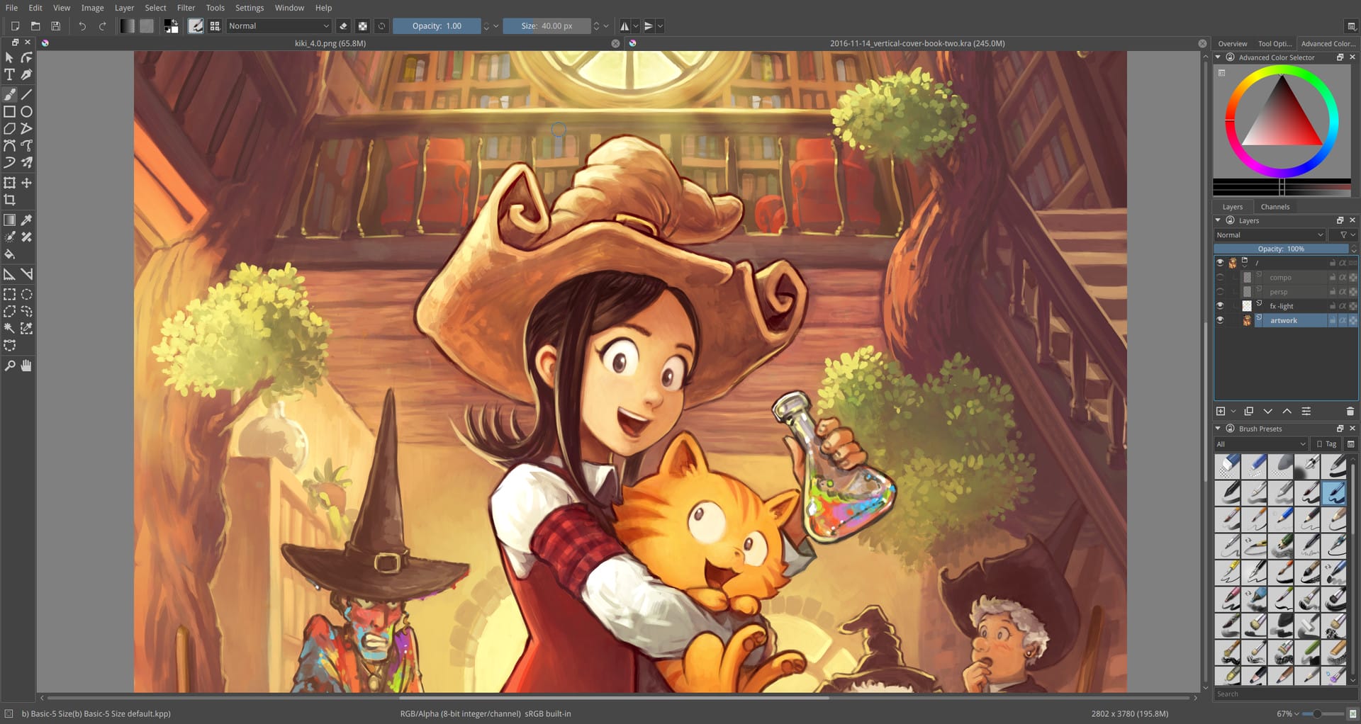 Krita-書封插畫-魔法少女與貓