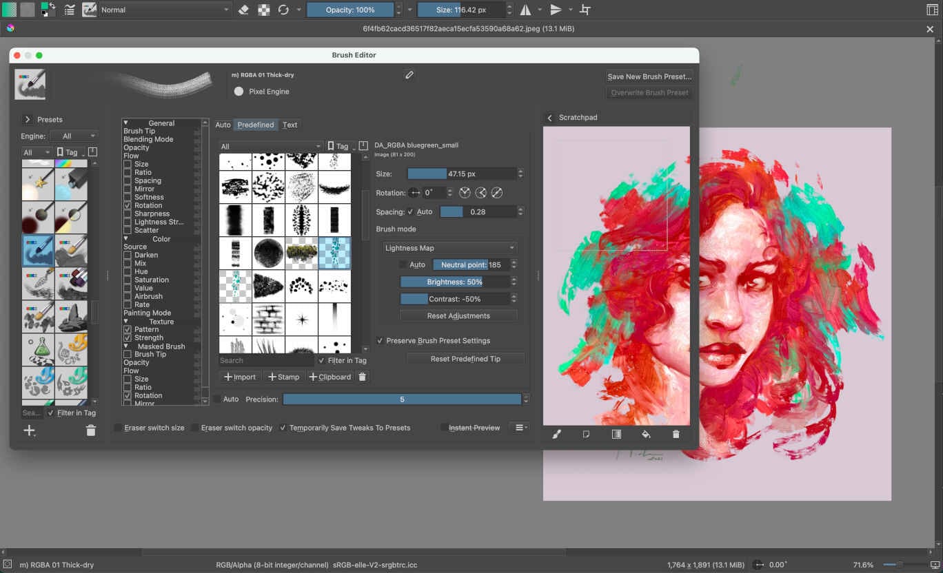Krita-筆刷編輯器-自訂筆刷參數